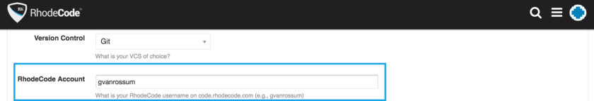 setting code.rhodecode.com username in Profile Preferences