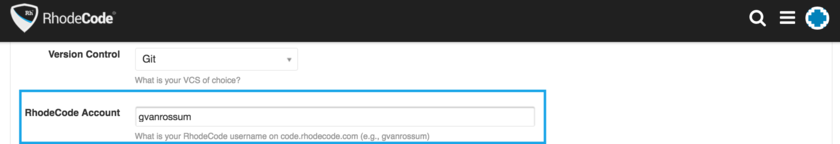 Setting code.rhodecode.com username in profile Preferences setting code.rhodecode.com username in Profile Preferences