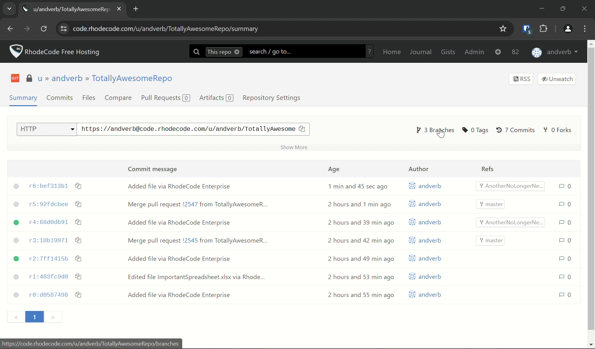 Branch management from UI