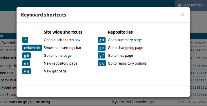 shortcut popup