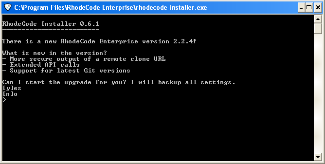 RhodeCode Upgrade Dialog