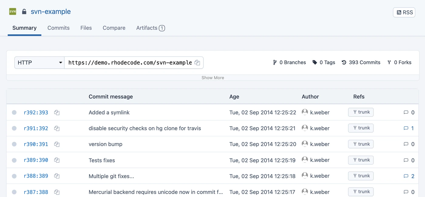 A Subversion repository with its full history, under the same permissions as Git